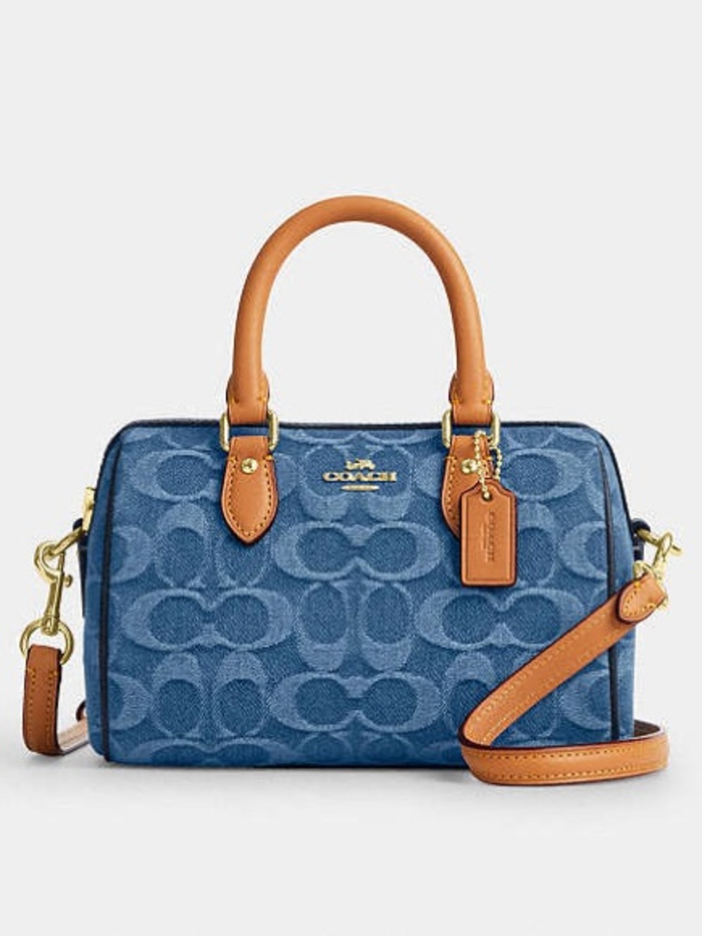 NWT Authentic Coach Mini Rowan Crossbody Bag Signature Denim Monogram